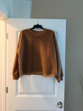 American Eagle Sherpa Sweatshirt (Brown) Women's Small